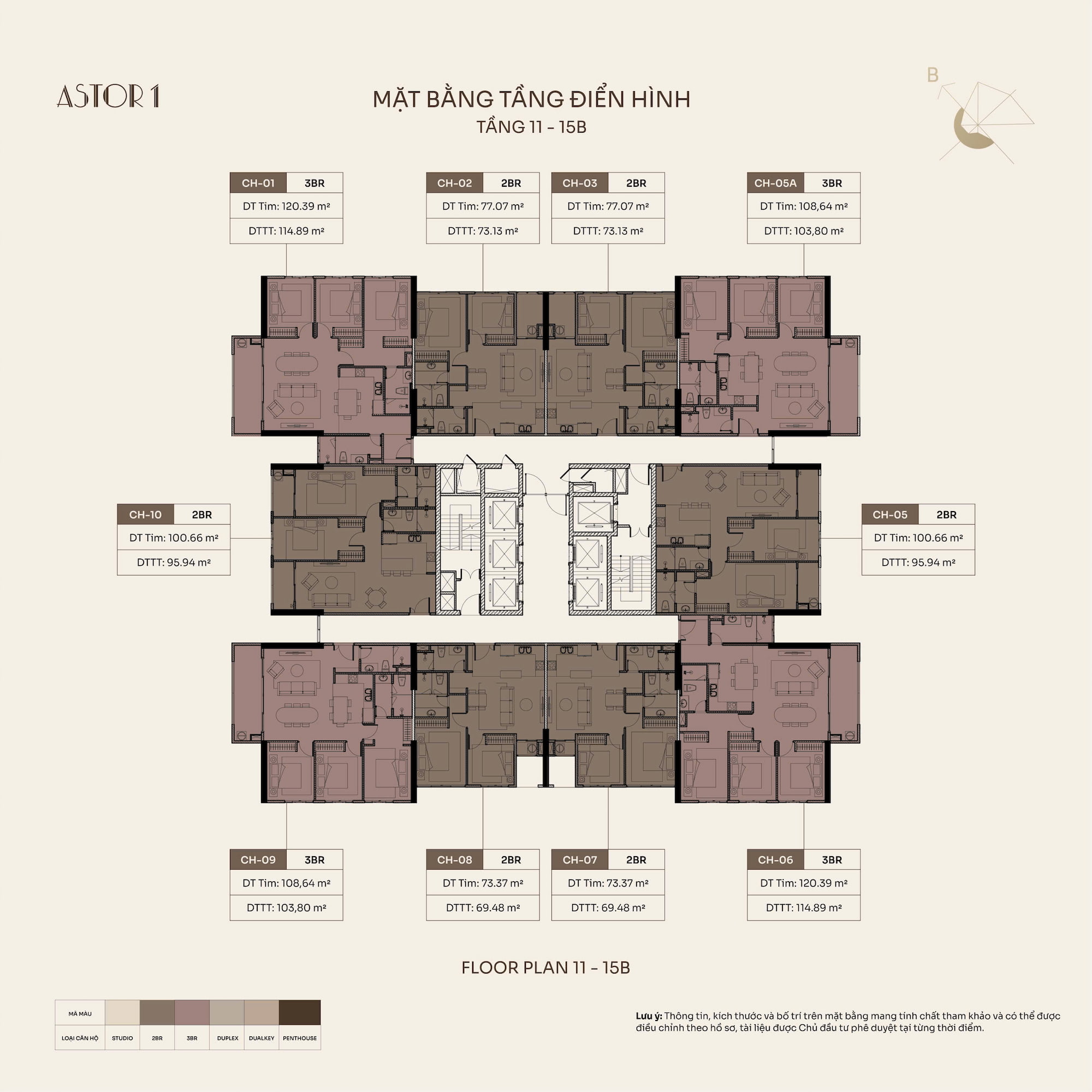 Mặt bằng dự án Astor 1 tầng 11 – 15B