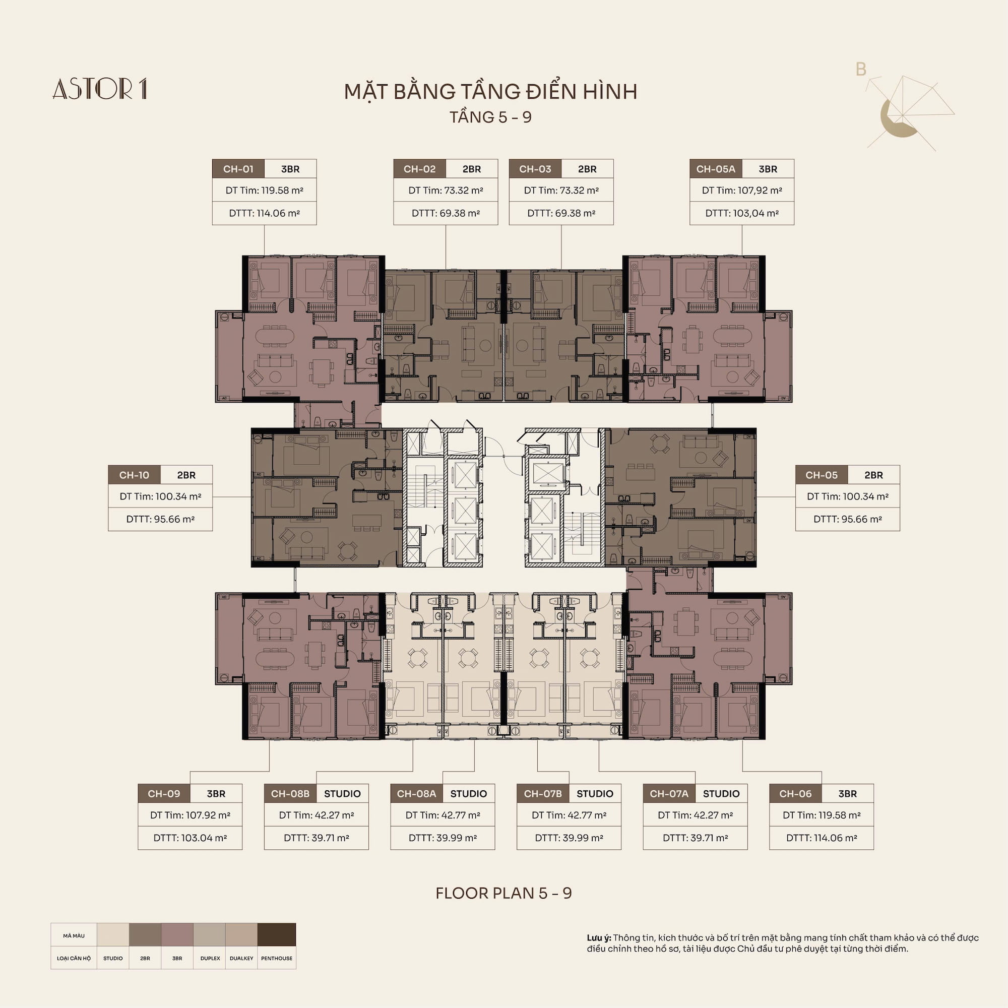 Mặt bằng dự án Astor 1 tầng 5 – 9